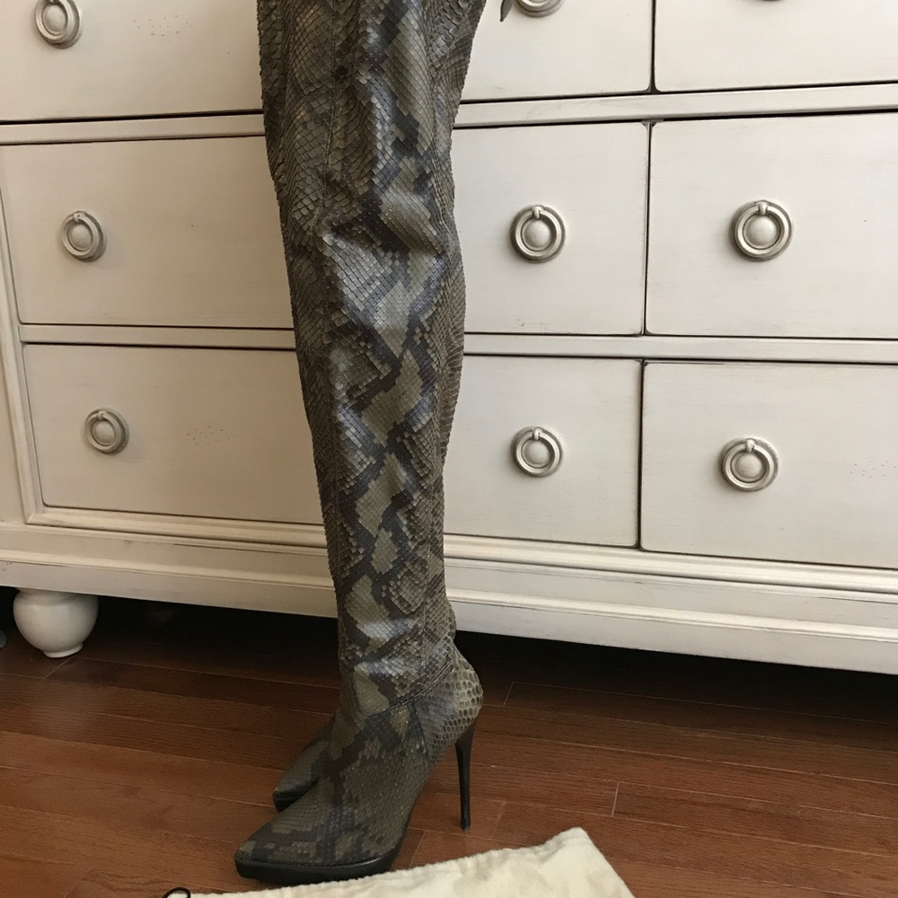 Burberry Python thigh high boots